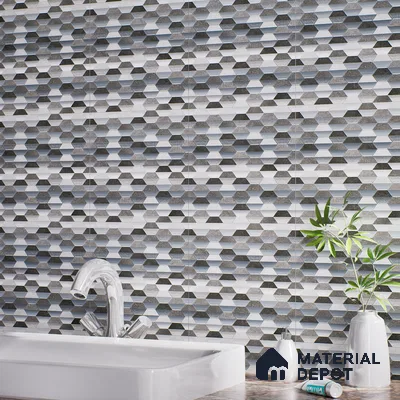 Geometric Wall & Floor Tile TL 07237 F Alpi 8004 GLM (Silver) 1 ft x 1 ft Ceramic Matte Finish - 9 mm  | 2 mm Spacer is Mandatory | Please Expect a Slight Variation of Pattern (Sample)